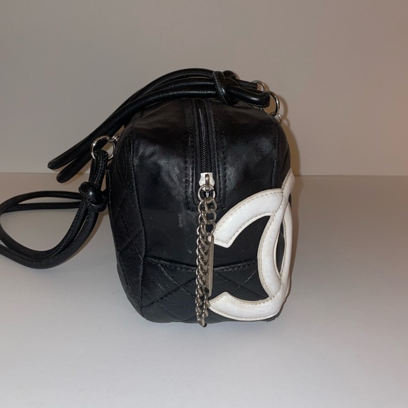 Black Calfskin Quilted Small Cambon Bowler Silver Hardware (Pink Interior) - Picture 5 of 7